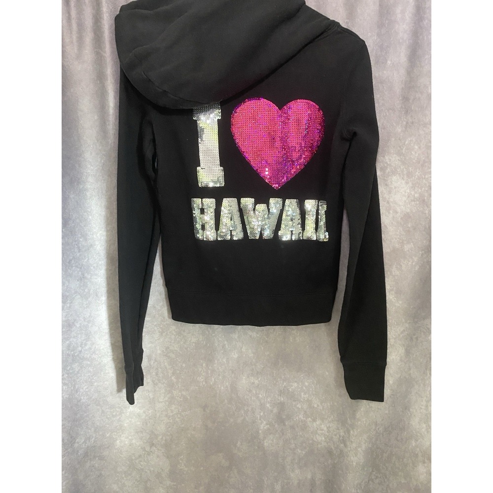 Victoria's Secret PINK Vintage 2011 Hoodie Sz S Love Pink Hawaii Sequin Bling